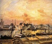 Camille Pissarro Sunset Pier Sweden oil painting artist